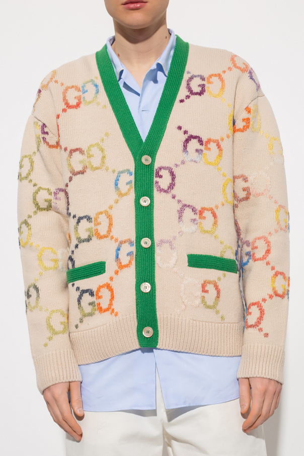 Gucci tiger discount jacquard wool cardigan